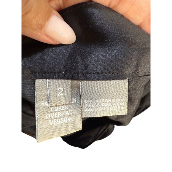 Black Satin Pleated Womens Skirt Size 2 Dry Clean Only - Picture 6 of 6